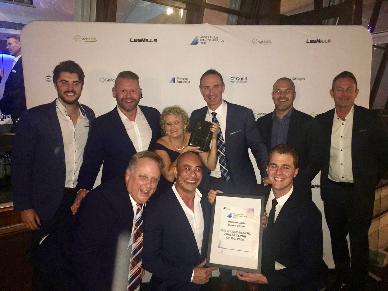 A team receiving industry recognition at the Australian Fitness Awards